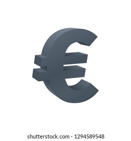 Three dimensional euro symbol on white background. Currency icon design.