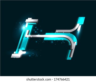 Three Dimensional Futuristic Font