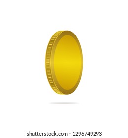 Three dimensional gold coin on white background. Coin icon design.