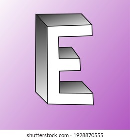 three dimensional graphic vector illustration of the letter E