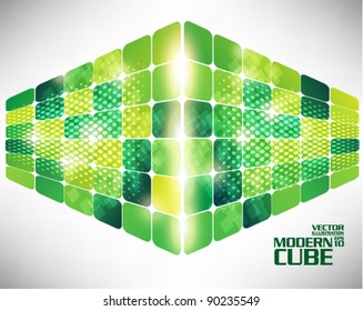 three dimensional green cube vector background