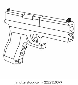 three dimensional gun illustration isolated on white background. gun to color.