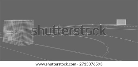 Three Dimensional Handball Court Schematic Drawing in Isometric Projection