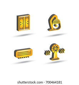 three dimensional house equipment icon set