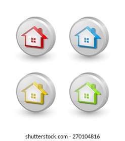 Three dimensional house icons isolated on white background