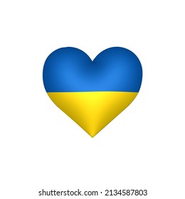 Three dimensional illustration of Ukrainian flag with heart shape.