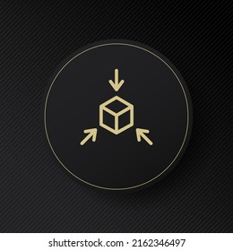 Three dimensional line icon. Cube, arrows, measurement, view, viewer, zoom in, zoom out. Virtual concept. Vector line icon for Business and Advertising.
