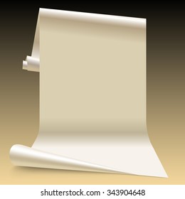 Three dimensional lit white paper sheet.  Wallpaper segment. Vector Illustration