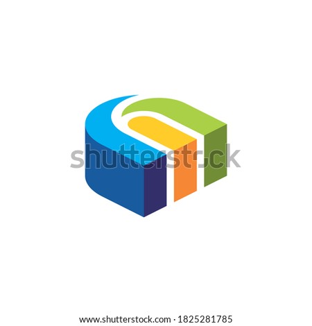 the three dimensional logo of the letter n forms a building Foto stock © 
