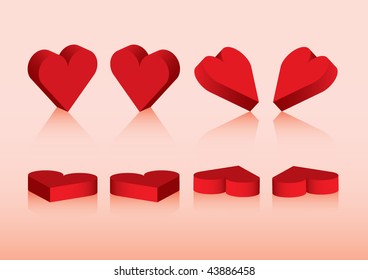 Three dimensional love hearts