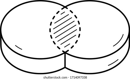 Signo de combinación tridimensional. Icono de contorno del vector.