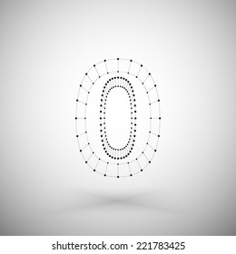 Three dimensional mesh stylish number on white background, single color clear vector.