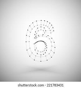 Three dimensional mesh stylish number on white background, single color clear vector.