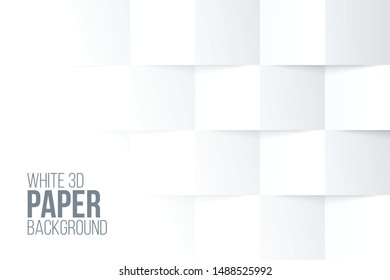 Three dimensional paper background. White folded wallpaper design.
