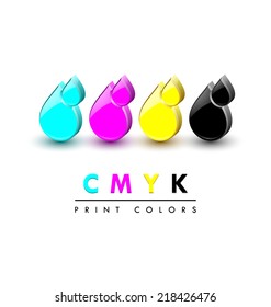 Three dimensional primary cmyk print color icons on white background