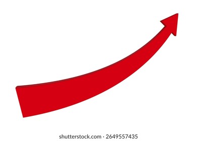 Three dimensional red arrow rising