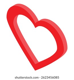 Dreidimensionales rotes Herz, das Liebe, Zuneigung und Valentinstag symbolisiert, einzeln auf weißem Hintergrund