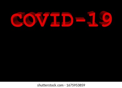 three dimensional red text Covid-19 on black background copy space 3d vector illustration