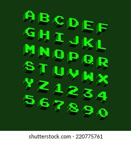 Three Dimensional Retro Digital Alphabet