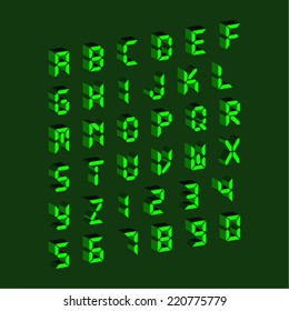 Three Dimensional Retro Digital Alphabet