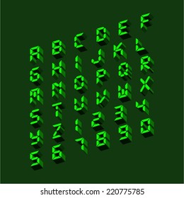 Three Dimensional Retro Digital Alphabet