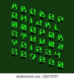 Three Dimensional Retro Digital Alphabet