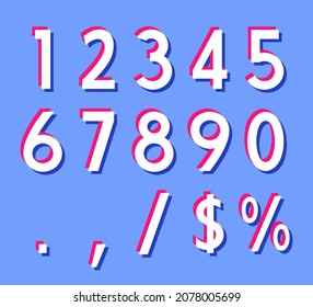 Three dimensional retro numbers of days left, percentage and dollar sign.