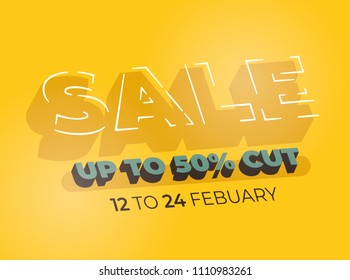 Three dimensional Sale Banner template. Made in shiny, highly visible colors. Vector graphic elements.