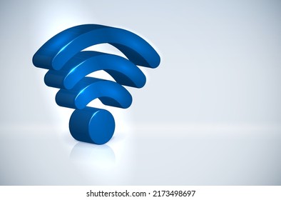 Three dimensional shiny blue wi-fi icon and copy space for your text - vector illustration