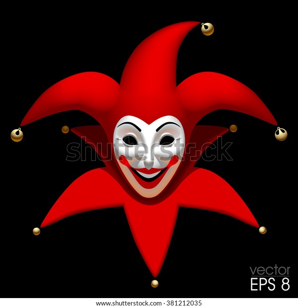 Three Dimensional Smiling Joker Head Red Stock Vector (Royalty Free ...