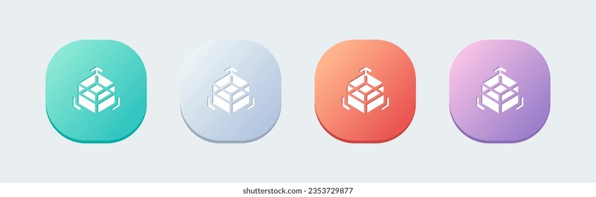 Three dimensional solid icon in flat design style. 3d signs vector illustration.