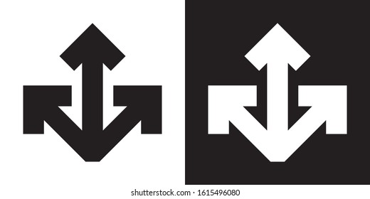 Three Dimensional Space. Axis. Glyph Icon in White and Black Version.