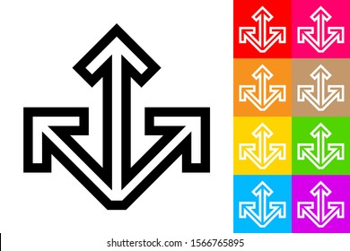 Three Dimensional Space. Axis. Line Icon With Different Color Background.