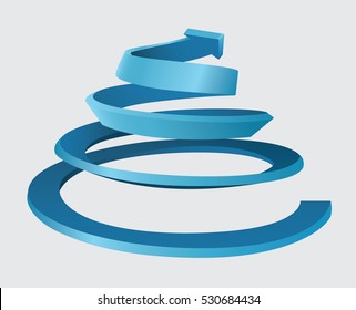 Three Dimensional Spiral With An Upward Movement And Arrow On The Top