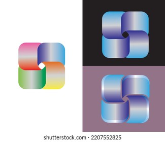 Three Dimensional Square Logo Design With Gradient Colors.