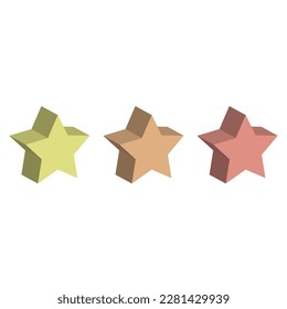 Three- dimensional stars on light background. Success icon set. Vector illustration.