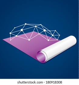 Three dimensional structure on paper. Architectural design element. Business marketing strategy and success concept. Social media concept.