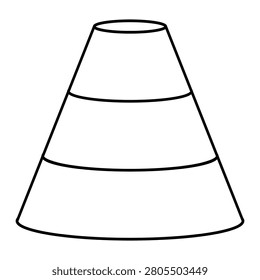 Three dimensional truncated cone frustum, layered geometry engineering illustration