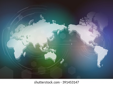 three dimensional world map, abstract image, vector illustration