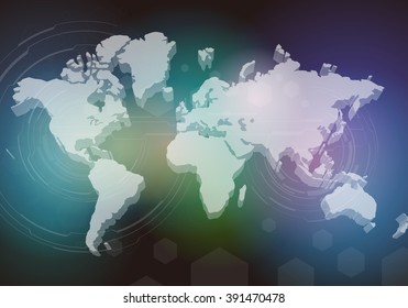three dimensional world map, abstract image, vector illustration