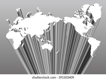 three dimensional world map, vector illustration