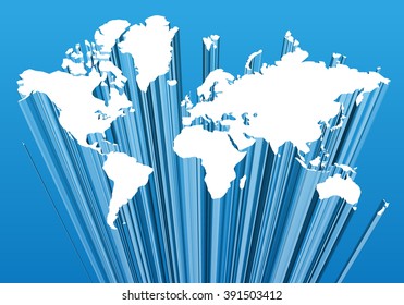 three dimensional world map, vector illustration