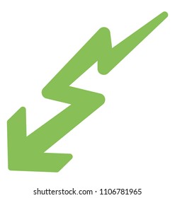 Three dimensional zig zag arrow, falling arrow

