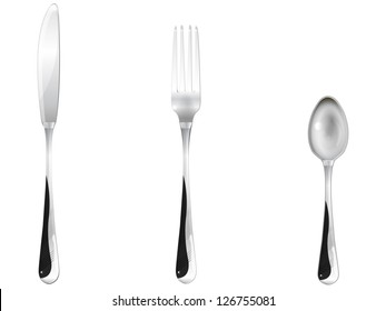 three dining rooms of the device, a tea spoon, a fork, a knife