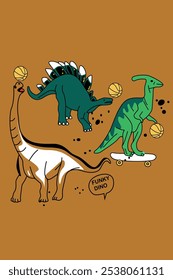 Diseño de camiseta de Vector de colección animal de tres dinosaurios