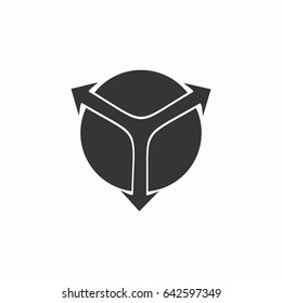 three directions arrow and circle object logo symbol