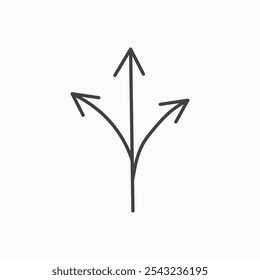 Three directions icon in black outlined and solid.