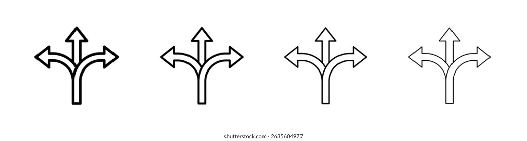 Icono de tres direcciones Ilustración plana