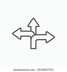 Icono de tres direcciones. Icono de Vector de estilo de línea.