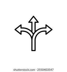 Logo lineal del icono de tres direcciones aislado